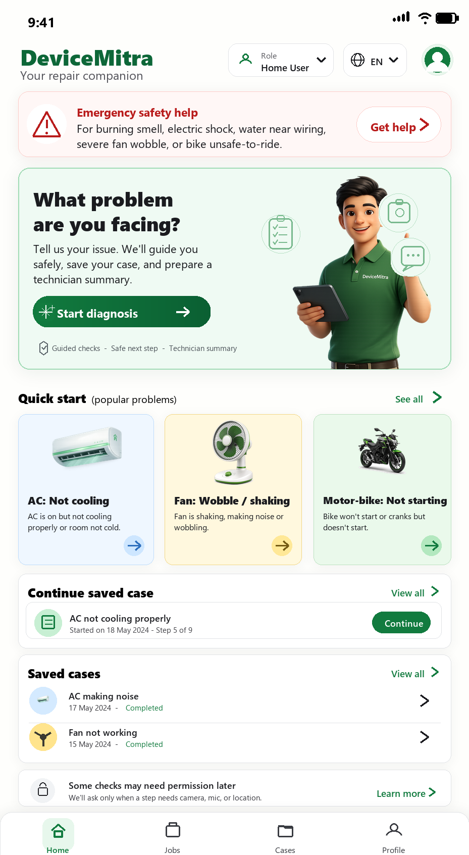 DeviceMitra AI app home screen